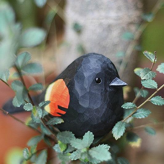 Red-winged blackbird Figurines Hand Carved Painted Wooden