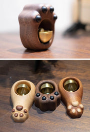 Doorbell Decoration Wooden Handmade Engraving Cat Paw - Lazylifeshop