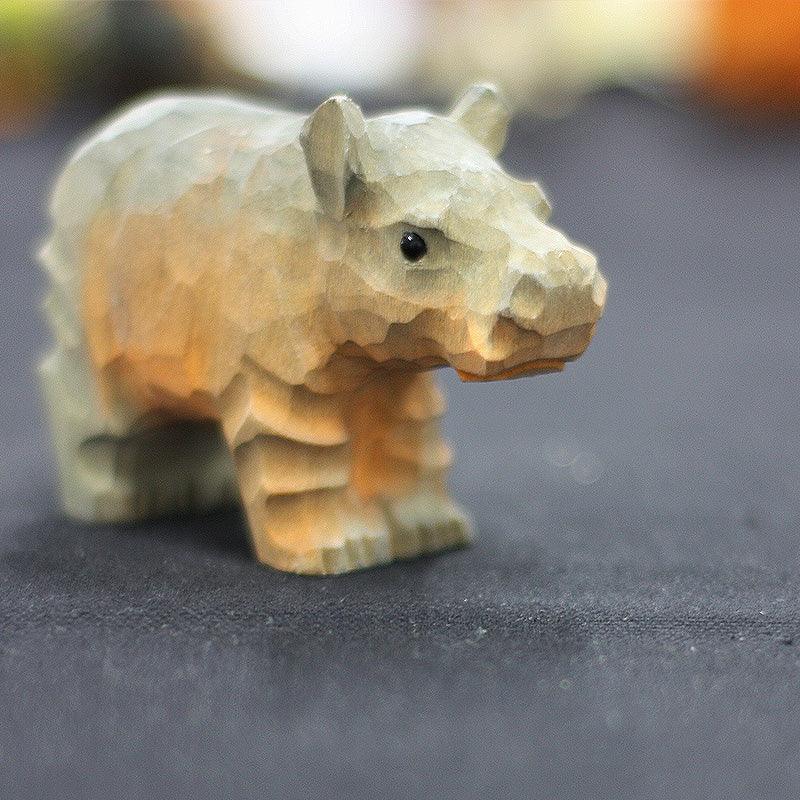 Hippo Figurines Hand Carved Painted Wooden