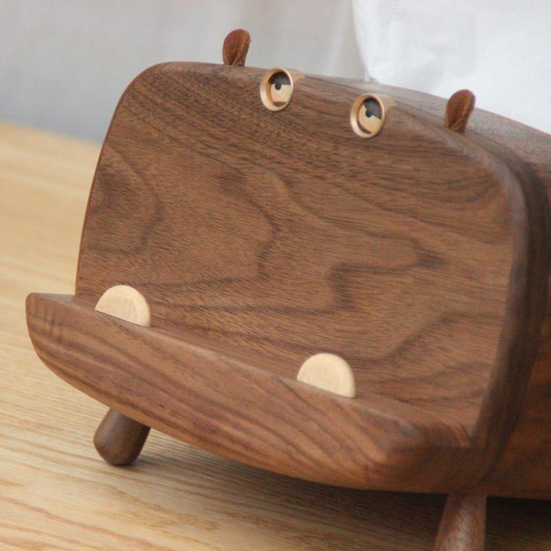 電話ホルダー付きティッシュボックスカバー木製手作りカバ装飾