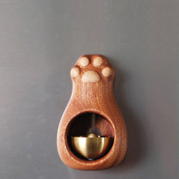 Doorbell Decoration Wooden Handmade Engraving Cat Paw - Lazylifeshop