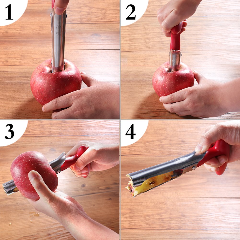 Premium Apple Corer Remover, Stainless Steel Apple or Pear Core Remover Tool
