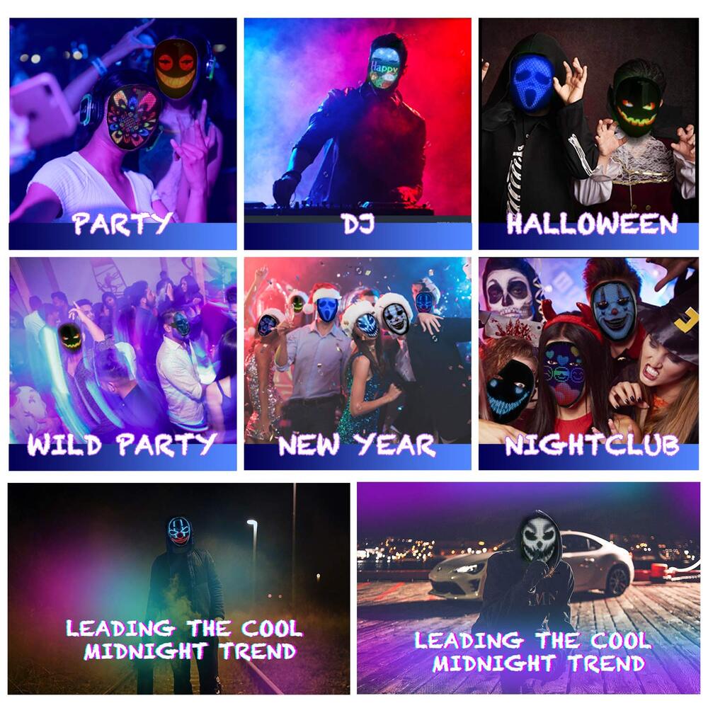 Led Shining Mask with Bluetooth Programmable