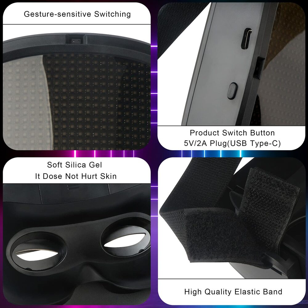 Led Shining Mask with Bluetooth Programmable
