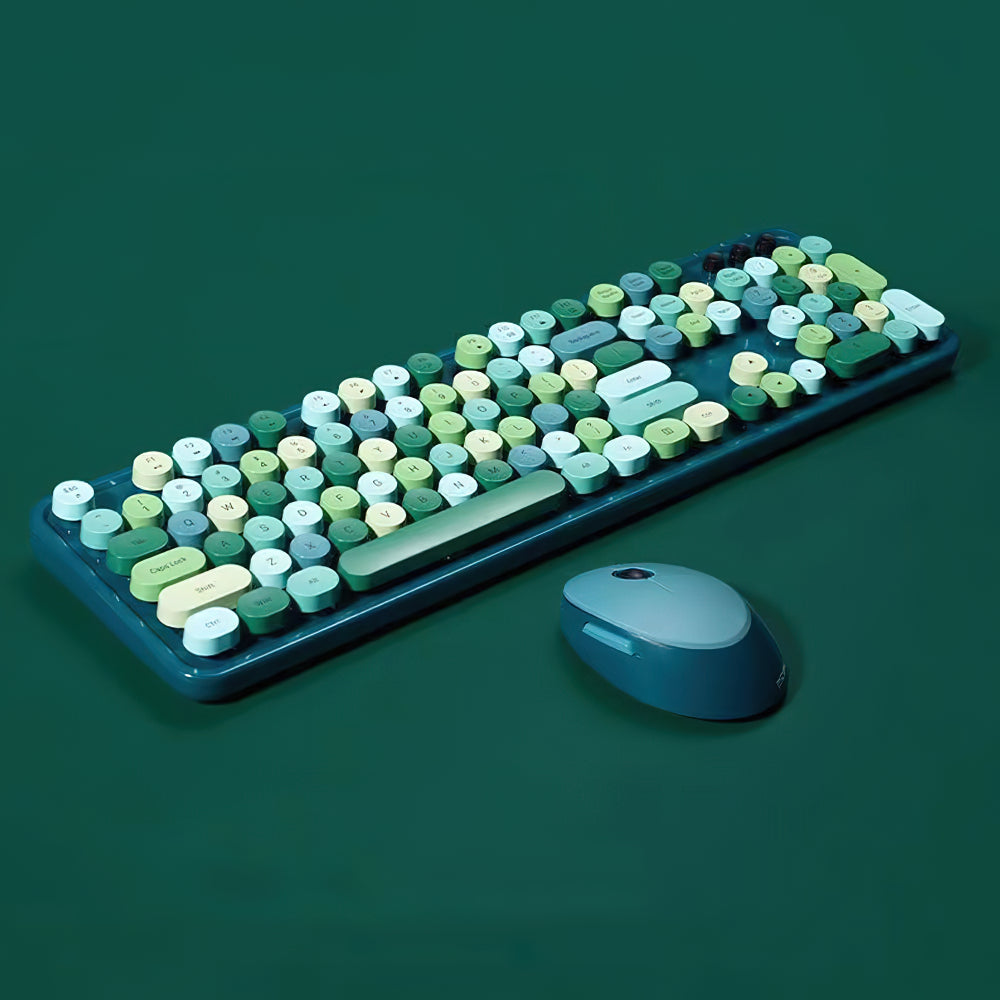 無線機械朋克圓鍵鍵盤鼠標套裝
