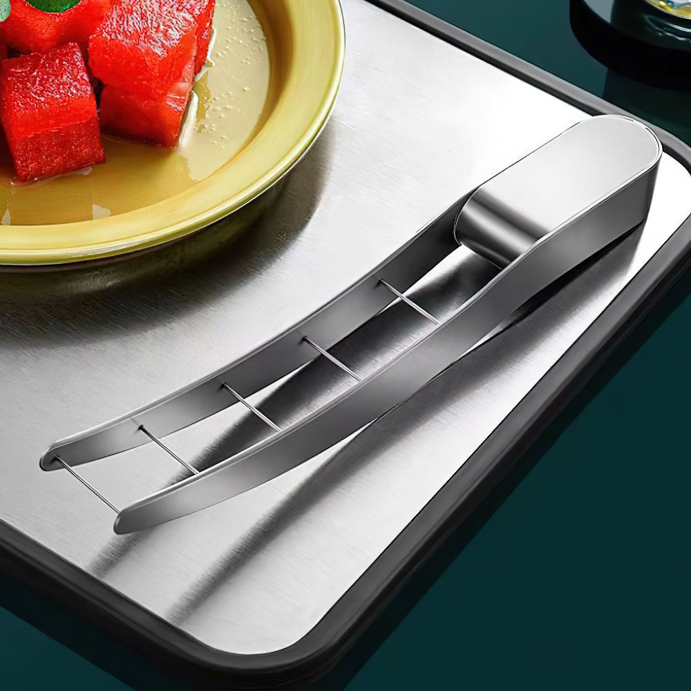 ステンレス鋼スイカキューブカッター迅速に安全なスイカナイフ、楽しいフルーツサラダメロンカッター