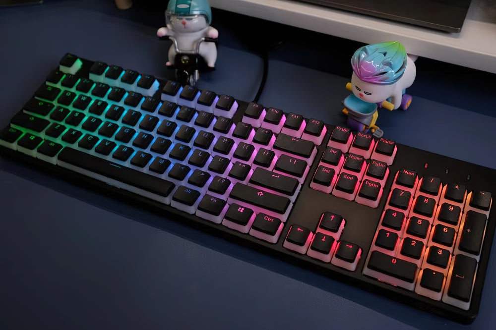 IROK FE87/104 白色黑色 RGB 遊戲機械鍵盤帶熱插拔紅軸茶軸按鍵