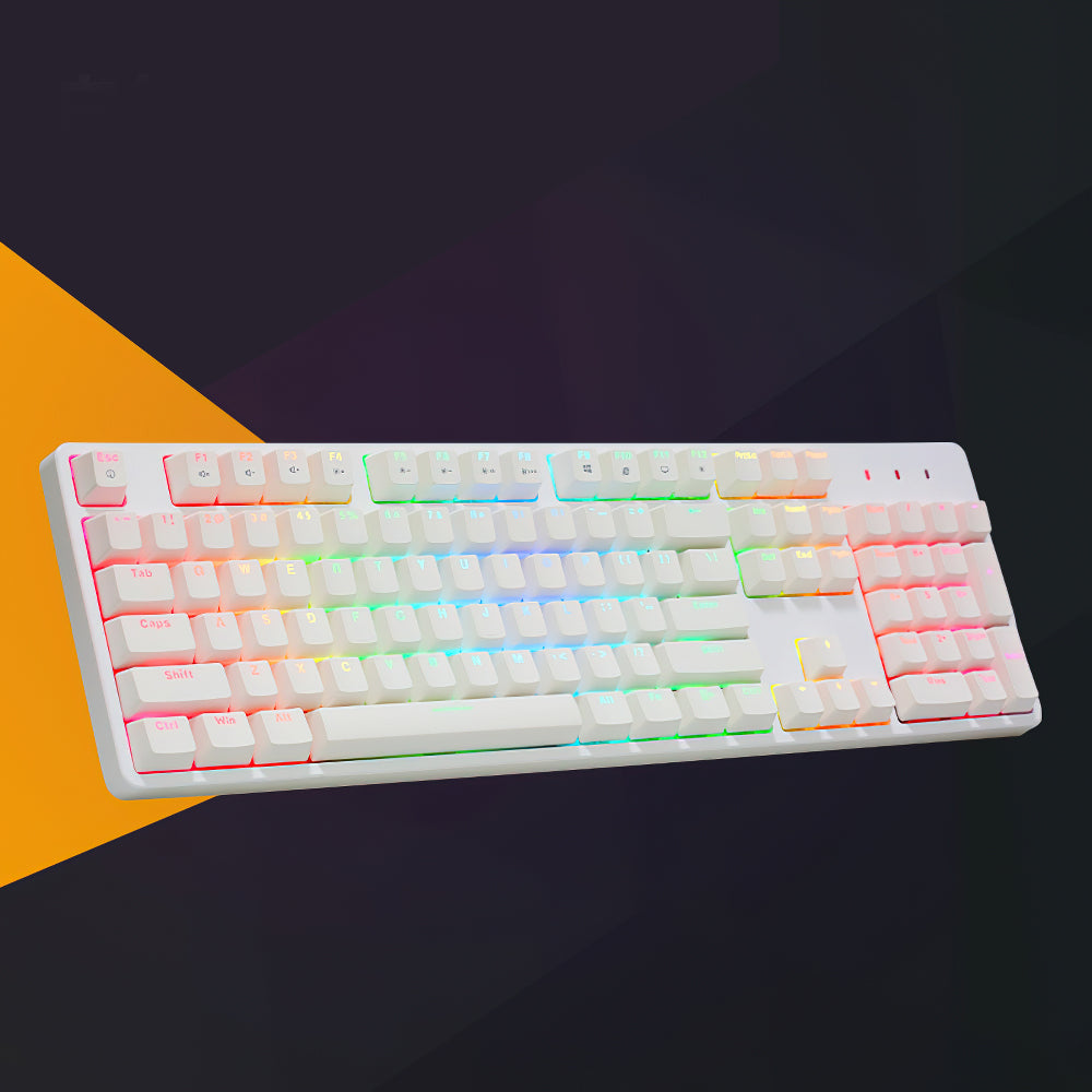 IROK FE87/104 白色黑色 RGB 遊戲機械鍵盤帶熱插拔紅軸茶軸按鍵