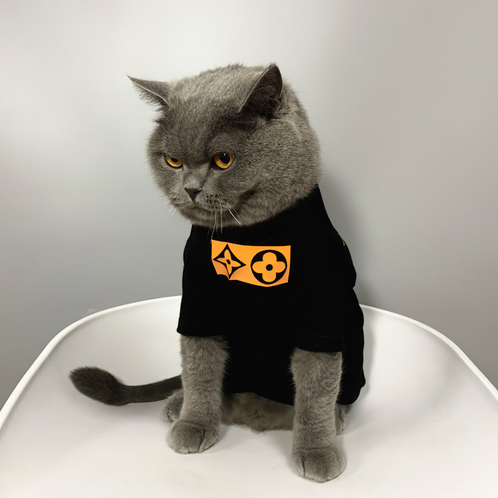黑色小黃花時尚貓咪服飾