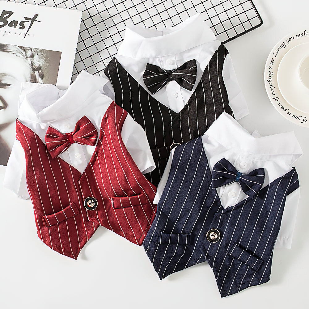 Pet Dogs Prince Summer Thin Tuxedo Wedding Party Suit Formal Wear Black / M
