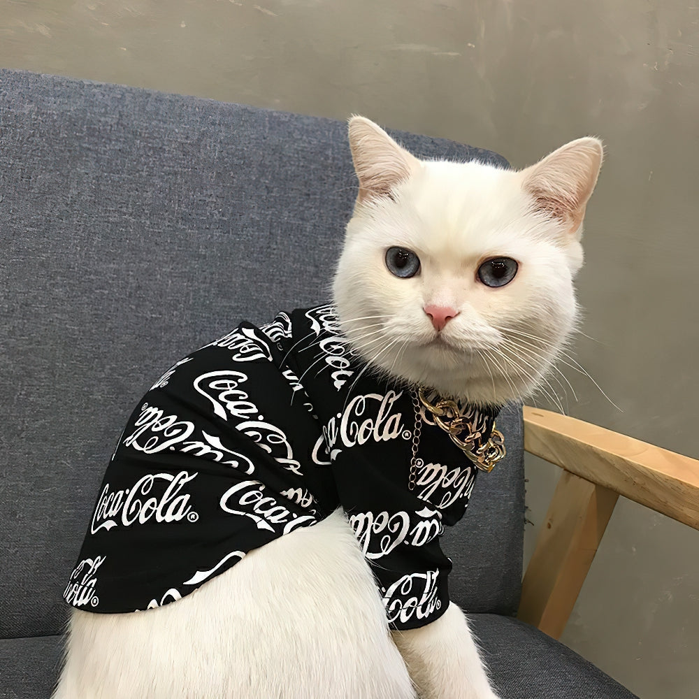 Hip-Hop Style Social Cat Costume With Glasses And Gold Necklace