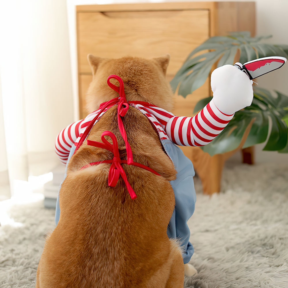 Peluca Deadly Doll Dog Pug Ropa Fiesta de Halloween Disfraz de Navidad para perro Cosplay Disfraz divertido